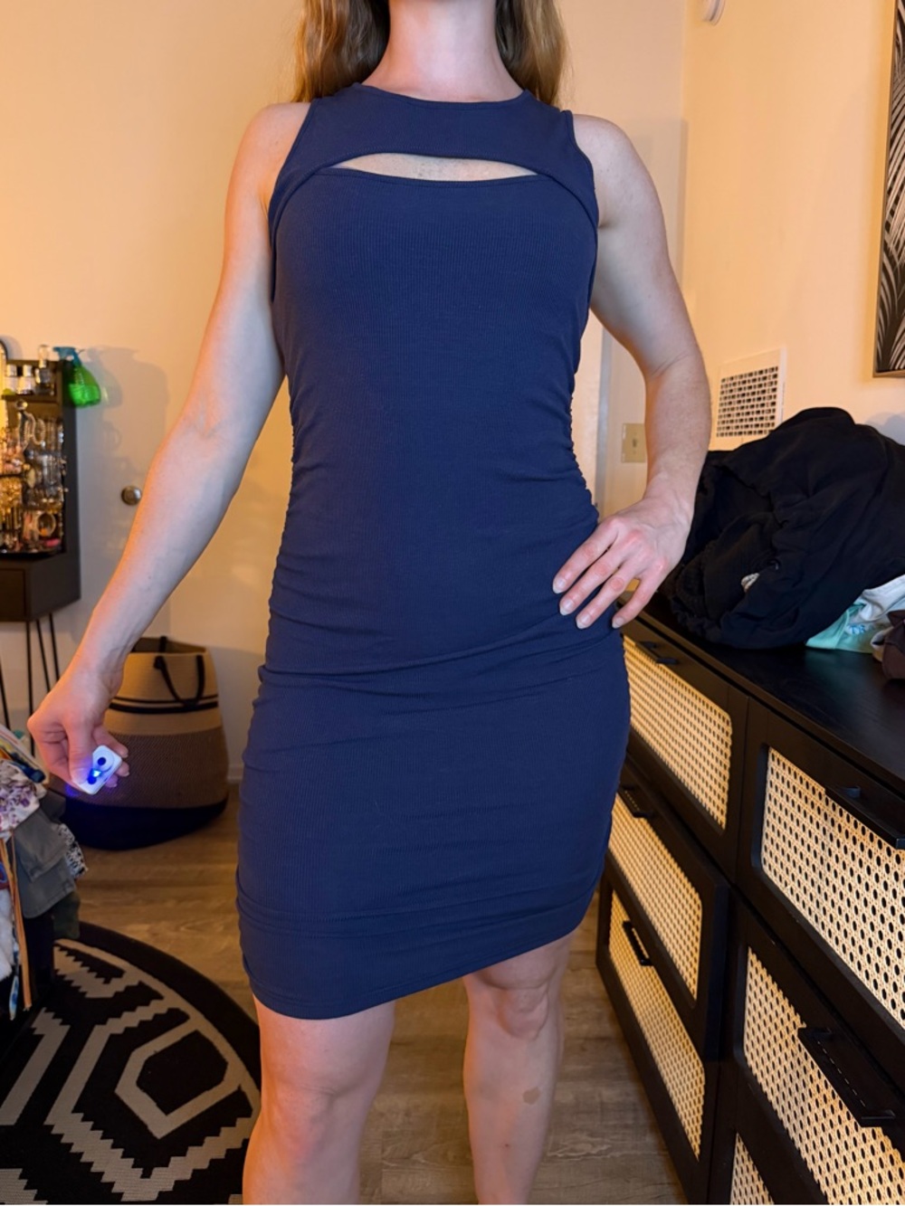 Sleeveless Navy Cutout Bodycon Dress